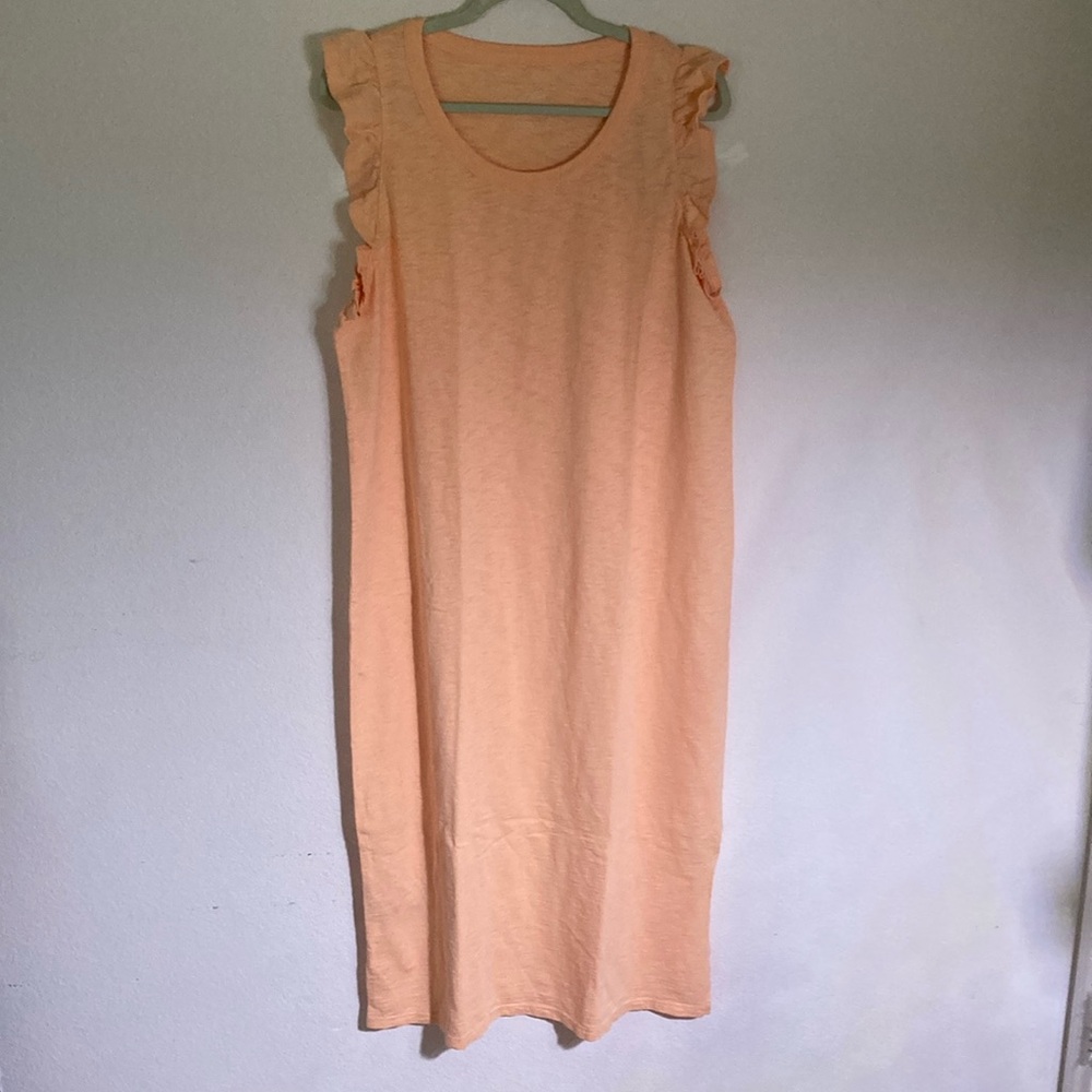 NWT Universal Thread XL Peach Sleeveless Dress ruffle sleeves Made in Indonesia